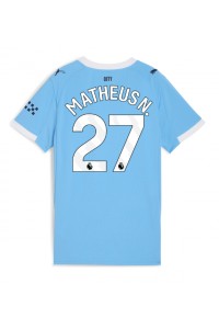 Manchester City Matheus Nunes #27 Jalkapallovaatteet Naisten Kotipaita 2025-26 Lyhythihainen